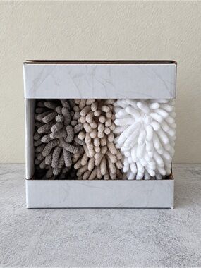 Women Owned  3-Pack Multipurpose Noodle Hand Towels White Beige Gray